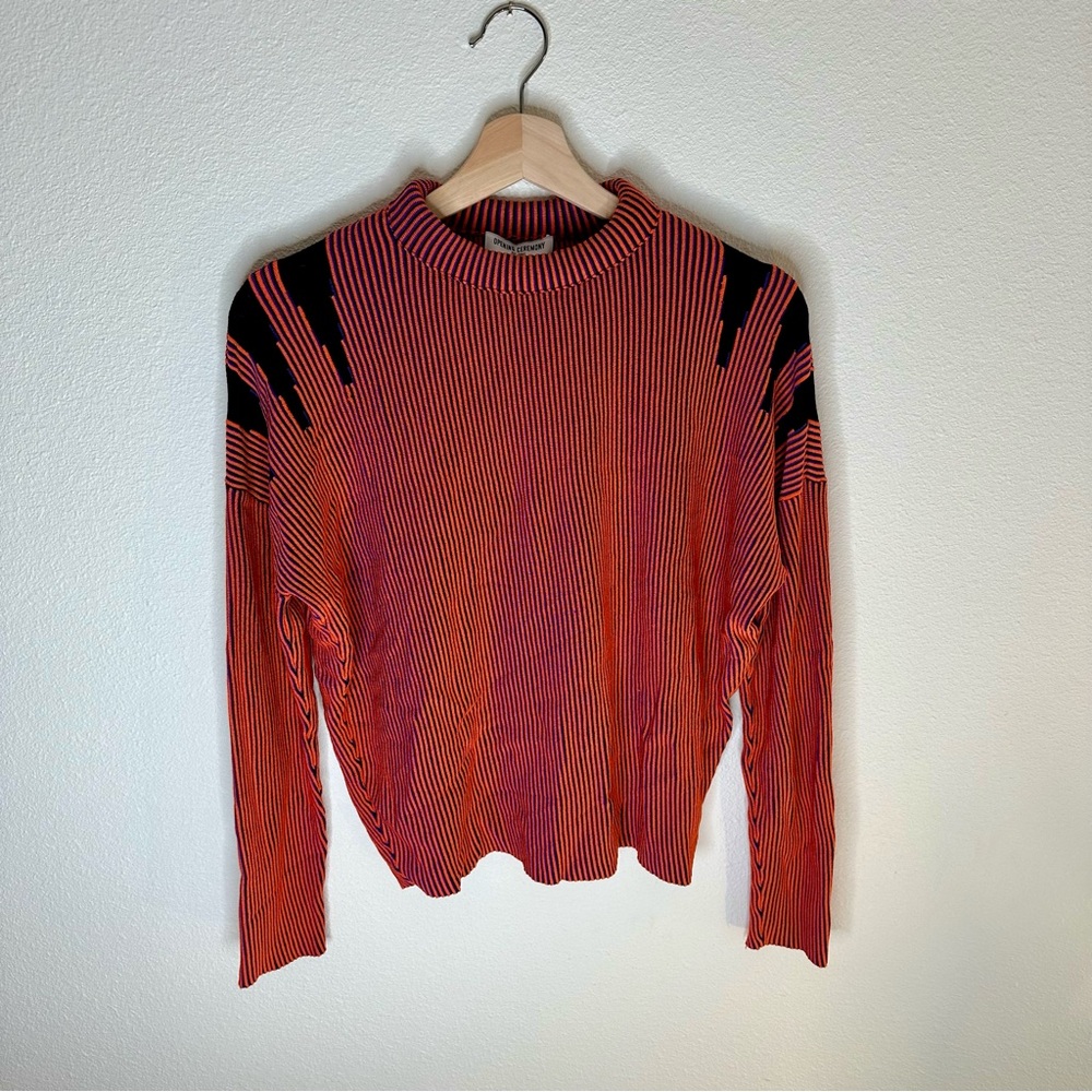 opening ceremony orange striped ribbed roll neck top xs